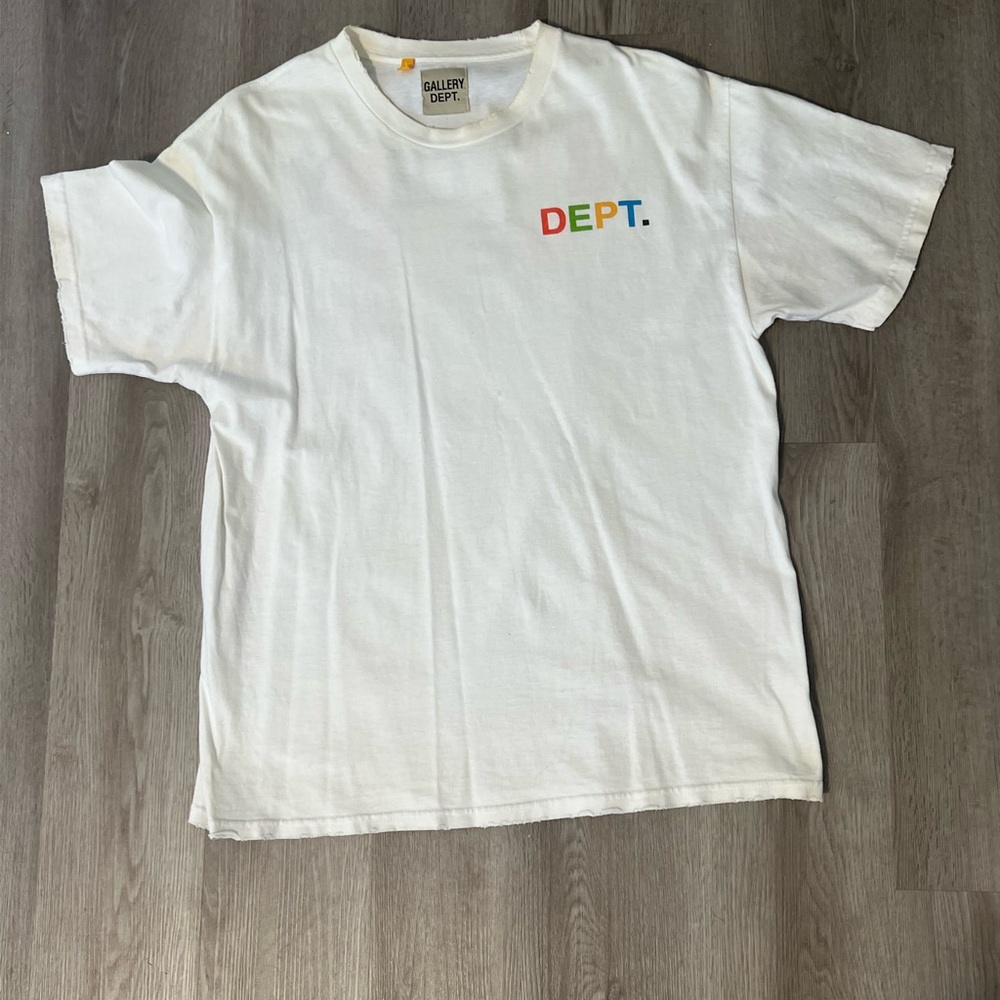 Gallery Dept White and Red Short Sleeve Tee with Colorful Print